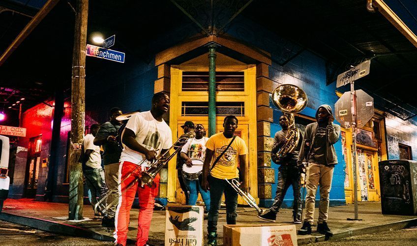 groupe de jazz jouant dans la rue  la Nouvelle Orlans