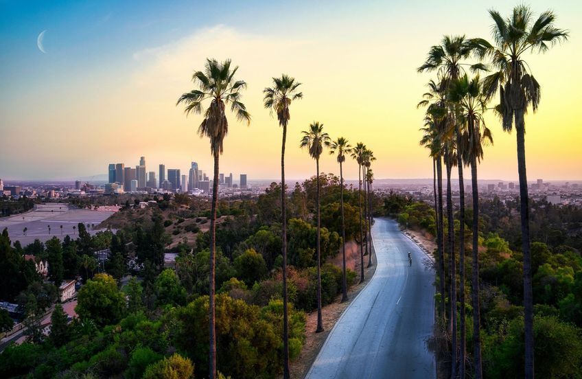 vue sur Los Angeles au soleil couchant