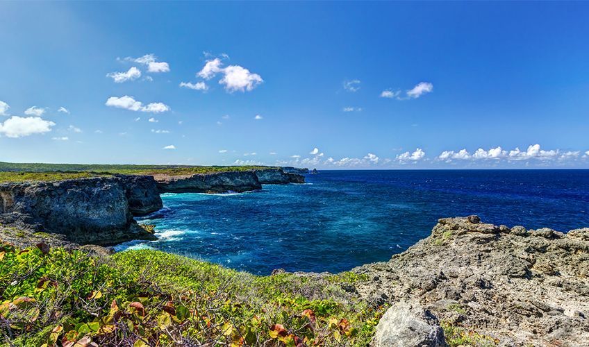 point de vue depuis la randonne de la trace des falaises en Guadeloupe